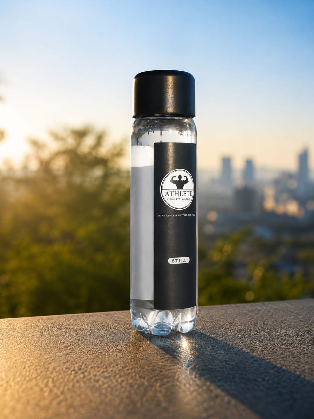 Athlete Quality Water 500 ml bottle in an outdoor setting